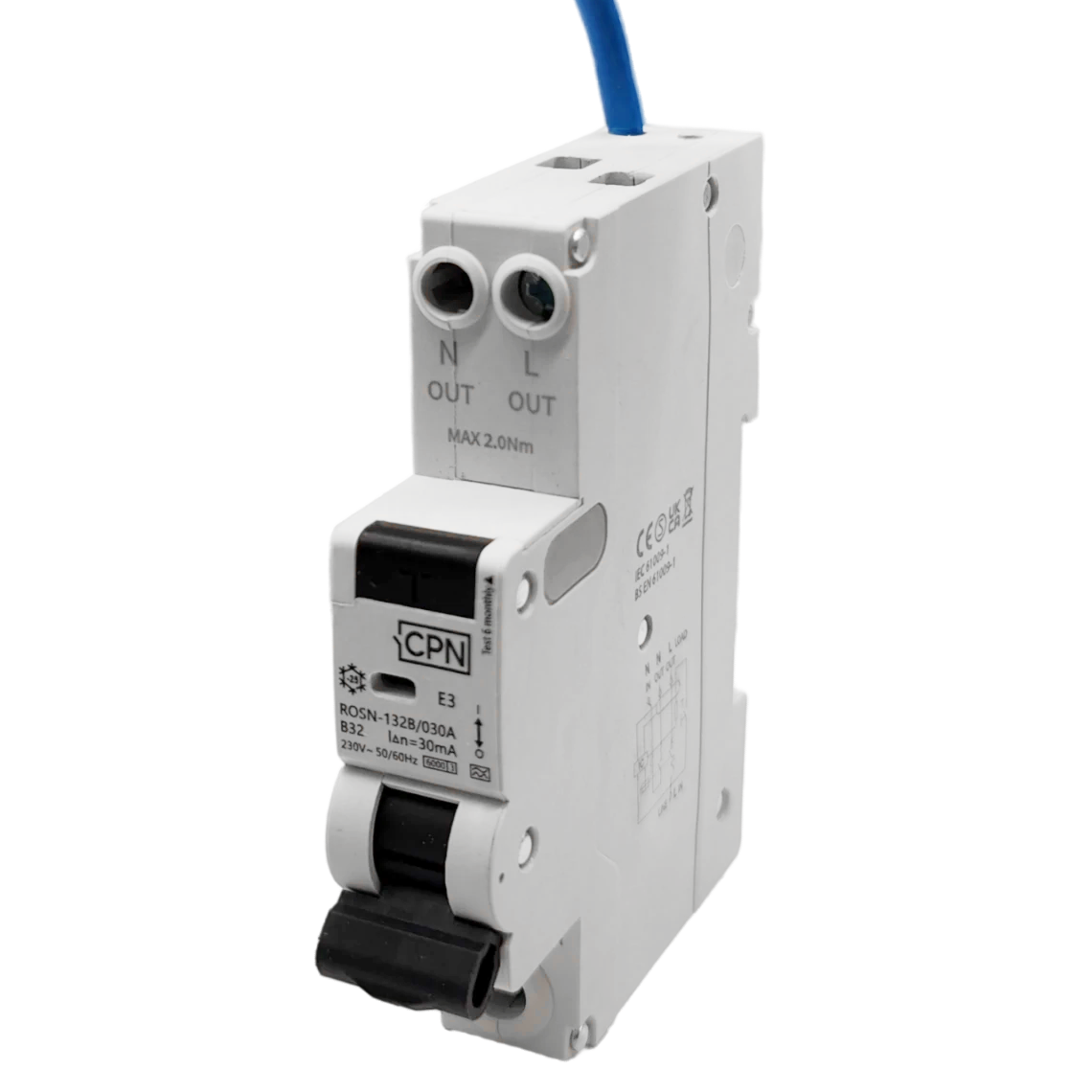 1 pole 16A C curve 30maA 6kA Type A swith neutral RCBO