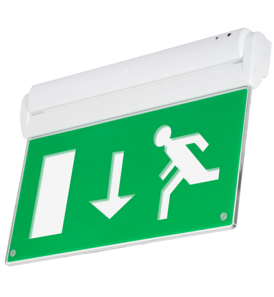 Arlington LiFe LED Maint. Blade Exit Sign Euro Down Legend