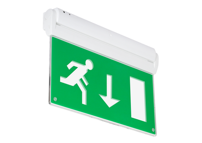 Arlington LiFe LED Maint. Blade Exit Sign Euro Down Legend Self Test