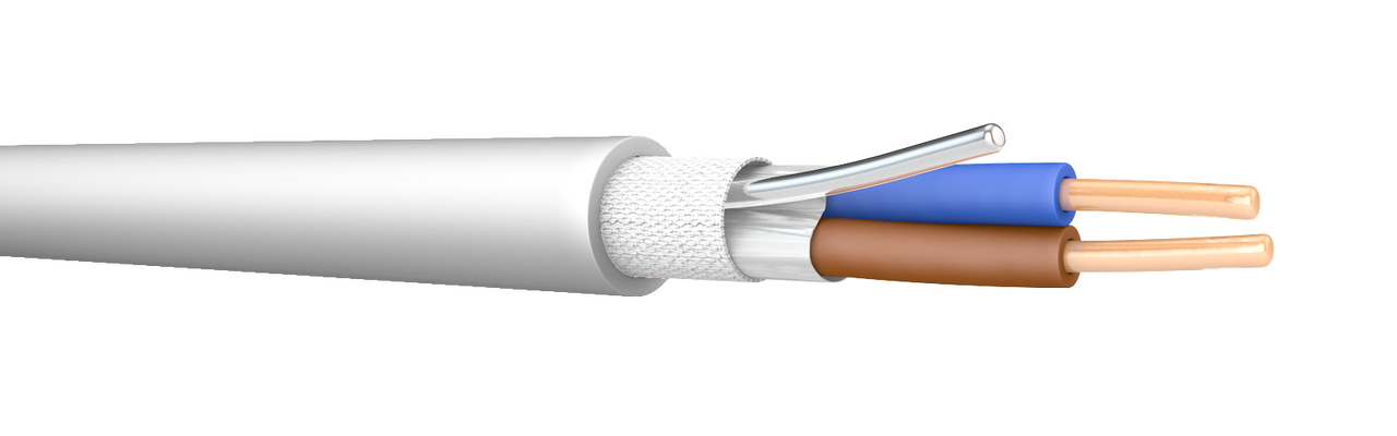 FPPLUS 2x1.5 100m Reel White Fire Resistant Cable. BS 7629-1. 300/500 V
