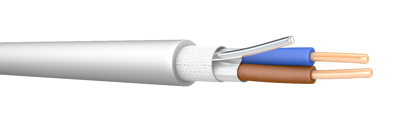 FPPLUS 2x1.5 100m Reel White Fire Resistant Cable. BS 7629-1. 300/500 V