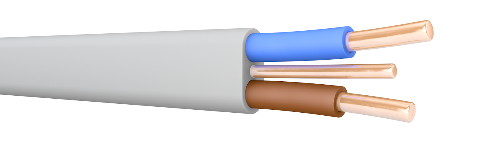 6242Y 2x1.5 50m Box Grey PVC Flat Wiring Cable with Bare CPC. BS 6004. 300/500 V