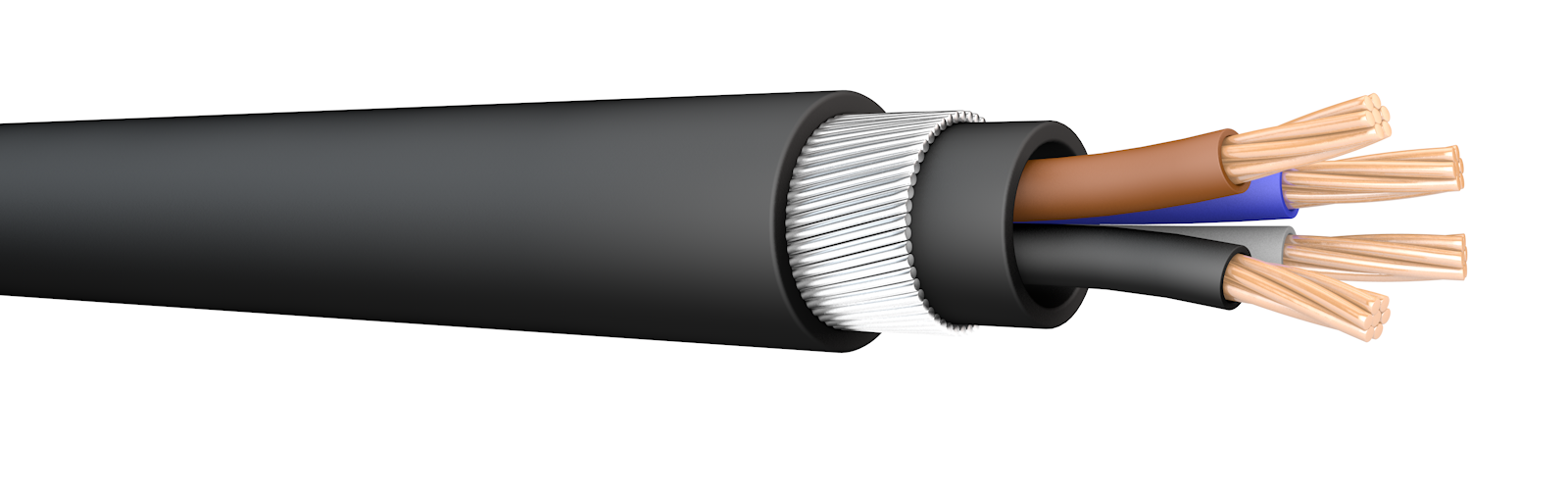 BS6724 4x185 Cut Black OHLS® Copper Conductor Armoured Cable. BS 6724. 600/1000 V