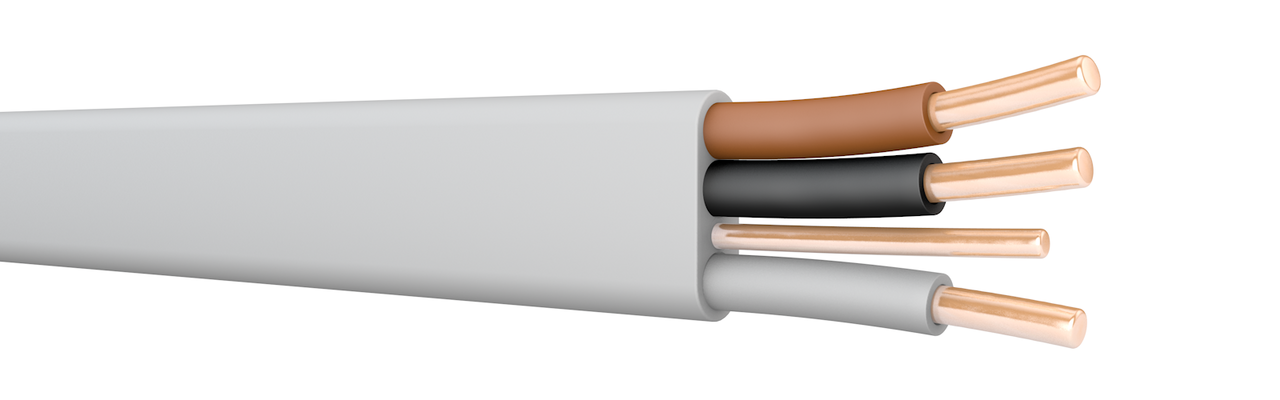 6243Y 3x1.5 50m Box Grey PVC Flat Wiring Cable with Bare CPC. BS 6004. 300/500 V