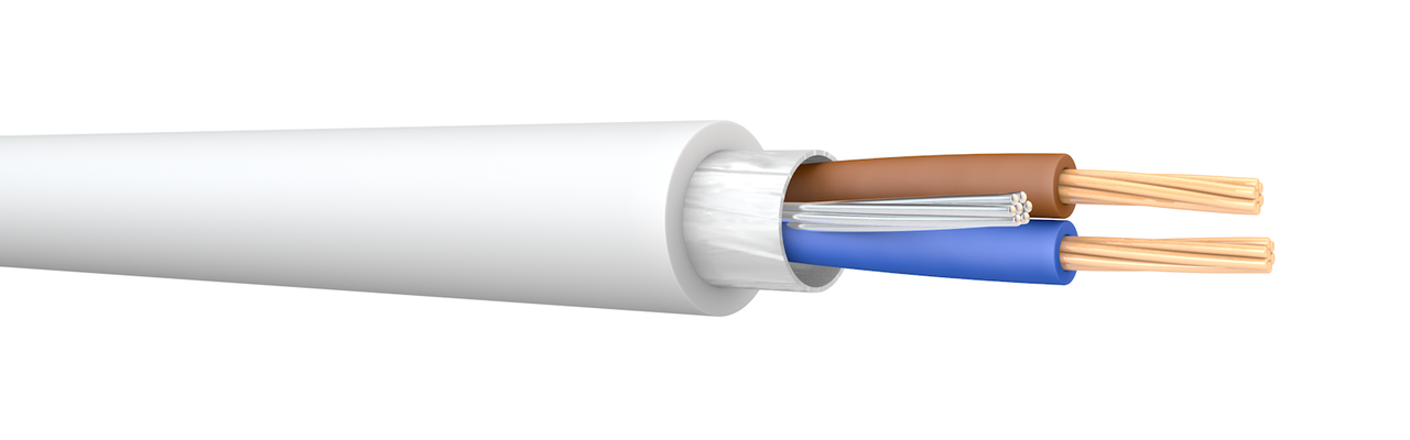 LSX 2x4.0 100m Reel White LSOH® Screened Wiring Cable. BS 8436. 300/500 V