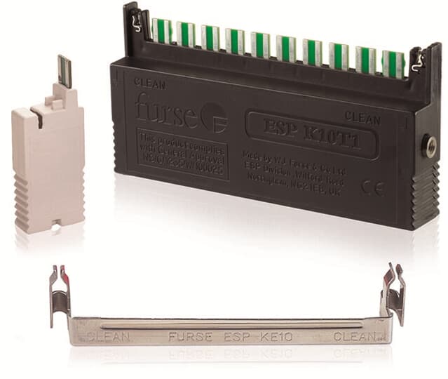 Protector up to 10 S/T interface ISDN lines on 10 line LSA-PLUS disc mod