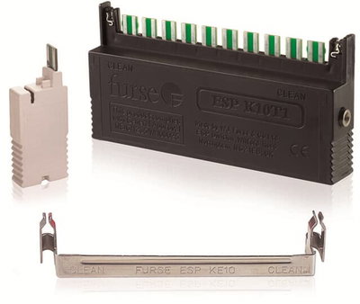 Protector up to 10 S/T interface ISDN lines on 10 line LSA-PLUS disc mod