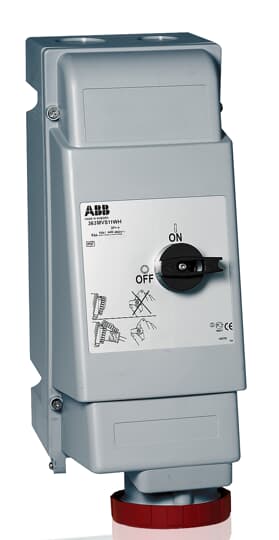 Red IP67 3P+E switched interlock skt,63A