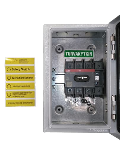 63A 4P Metal enc Sw R/Y hndl