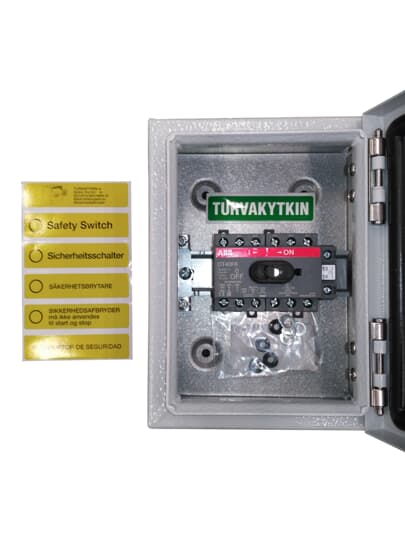 7.5kW 6P Stl Enc sfty sw R/Y hdl I-flng