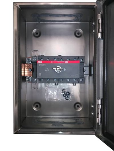 63A 6P StnlsStl Enc Sw Dsc Blk Hdl Blank