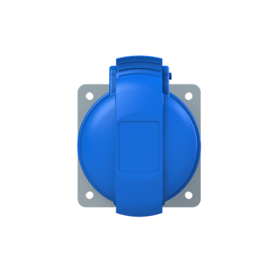 2P+E Panel Out, 32A, 250V, blu, 6h, IP44