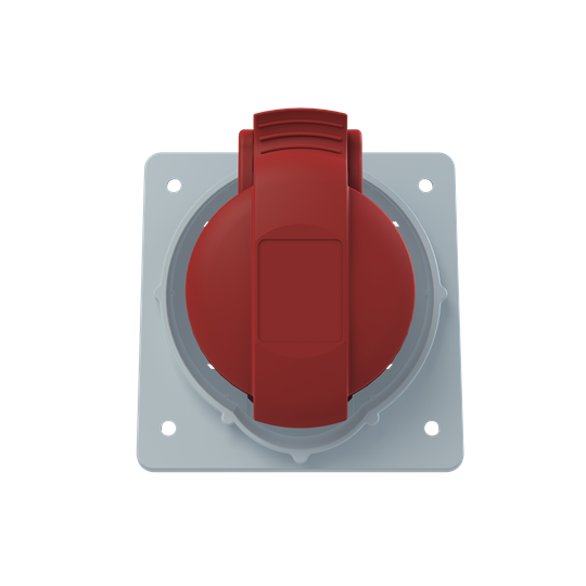 Red 3PN+E IP44 angled panel skt,32A 400V