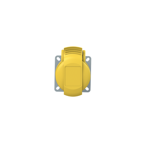 Yel 2P+E panel socket,16A 62x62mm flange