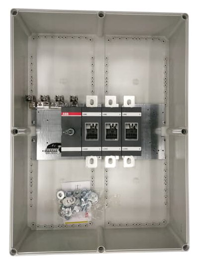 630A 3P Pltsc enc sw disc Blk hndl IP65