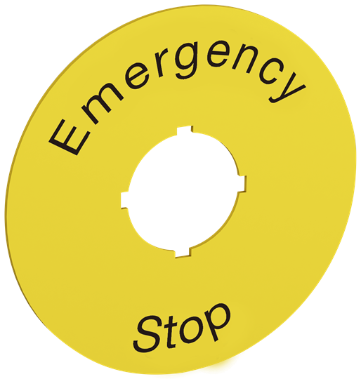 FXD LEGEND PLATE 70MM EM. STOP