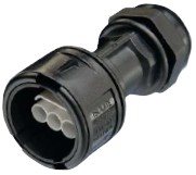 Aquasafe waterproof female half [8-13mm] with 3 pole plug conn 16_amp Black