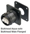 Aquasafe male bulkheadflanged 250v with 3 pole socket connector 16_amp Black
