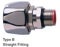 M32 extreme temperature liquid tight overbraided straight fitting with swivel ex
