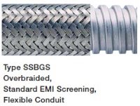 Steel conduit with galvanised steel overbraid 32mm Silver
