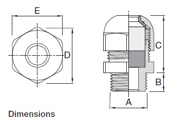 M50 index cable gland - min cable dia 37.0mm 50mm Black