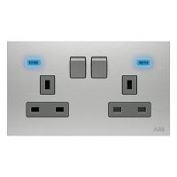 AM240147-ST 2G BS DP SW SKT W/LED 13A