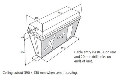 Weatherforce IP65 double sided exit sign, Lamp 8 W T5 230 V, 50 Hz