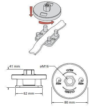 Air rod base 15 mm M16 25 mm Aluminium 0.14 kg