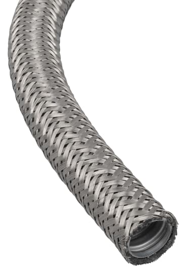 Steel conduit with steel overbraid 75mm Silver