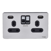 USFP 2G 13A 2USB SW SKT BLK PC