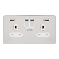USFP 2G 13A 2USB SW SKT WH PC
