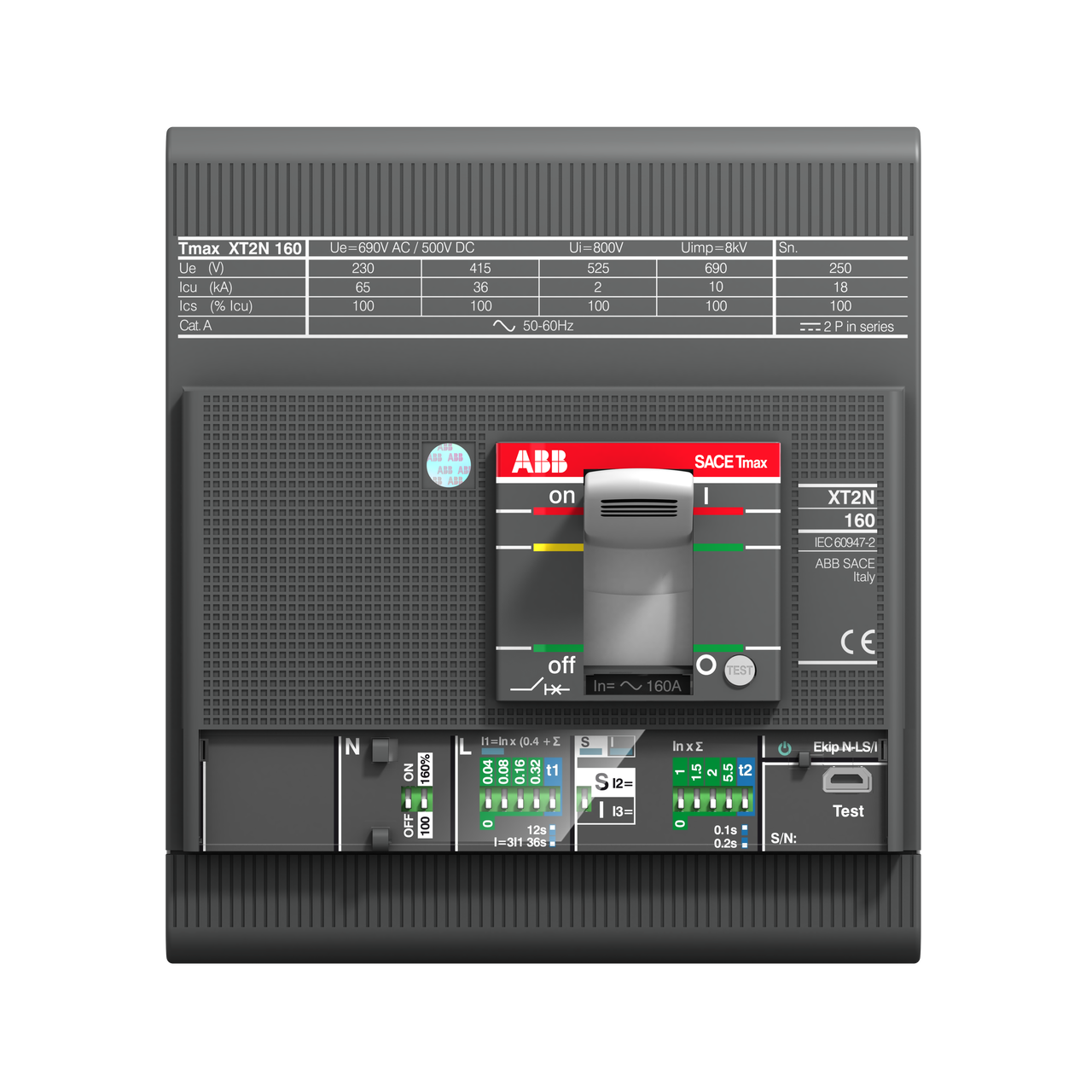 XT2N 160 Ekip LSI In=160A 4p F F In=100%