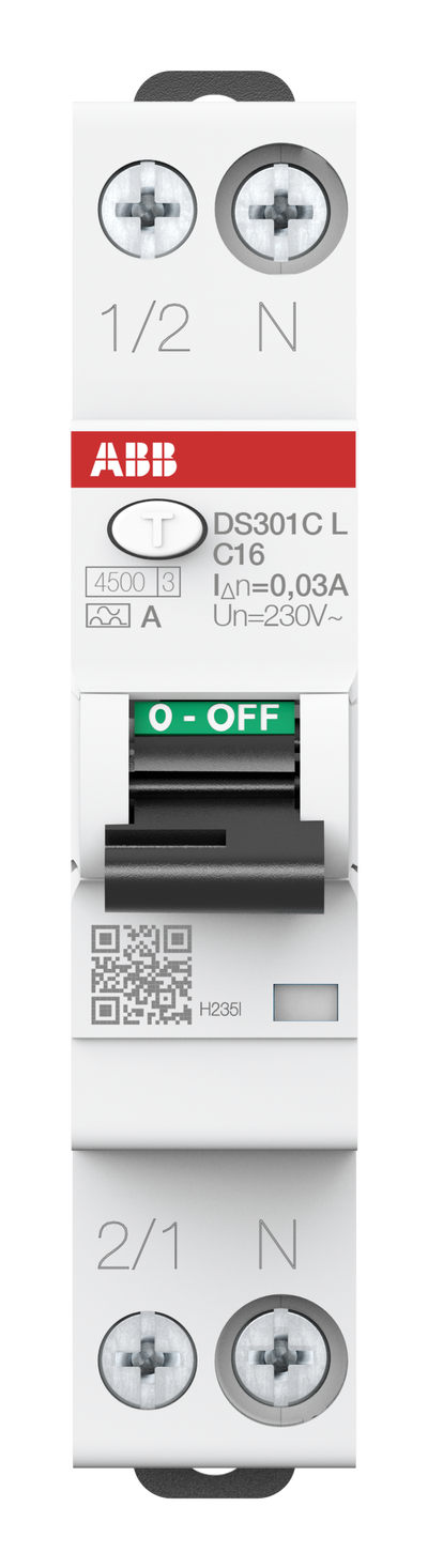 Residual Current Circuit Breaker with Overcurrent Protection DS301C L - 1P+N - 30 mA - 20 A - C - Type A