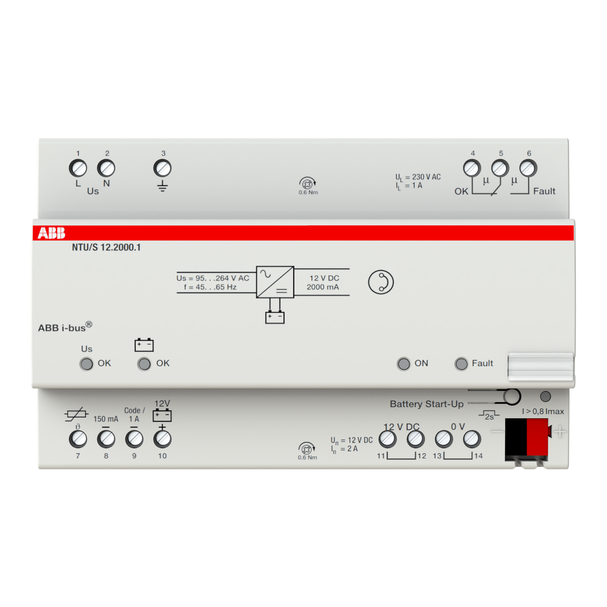 NTU/S12.2000.1 Alimentatore per sensori, 12 V c.c., 2 A, per batterie di back-up