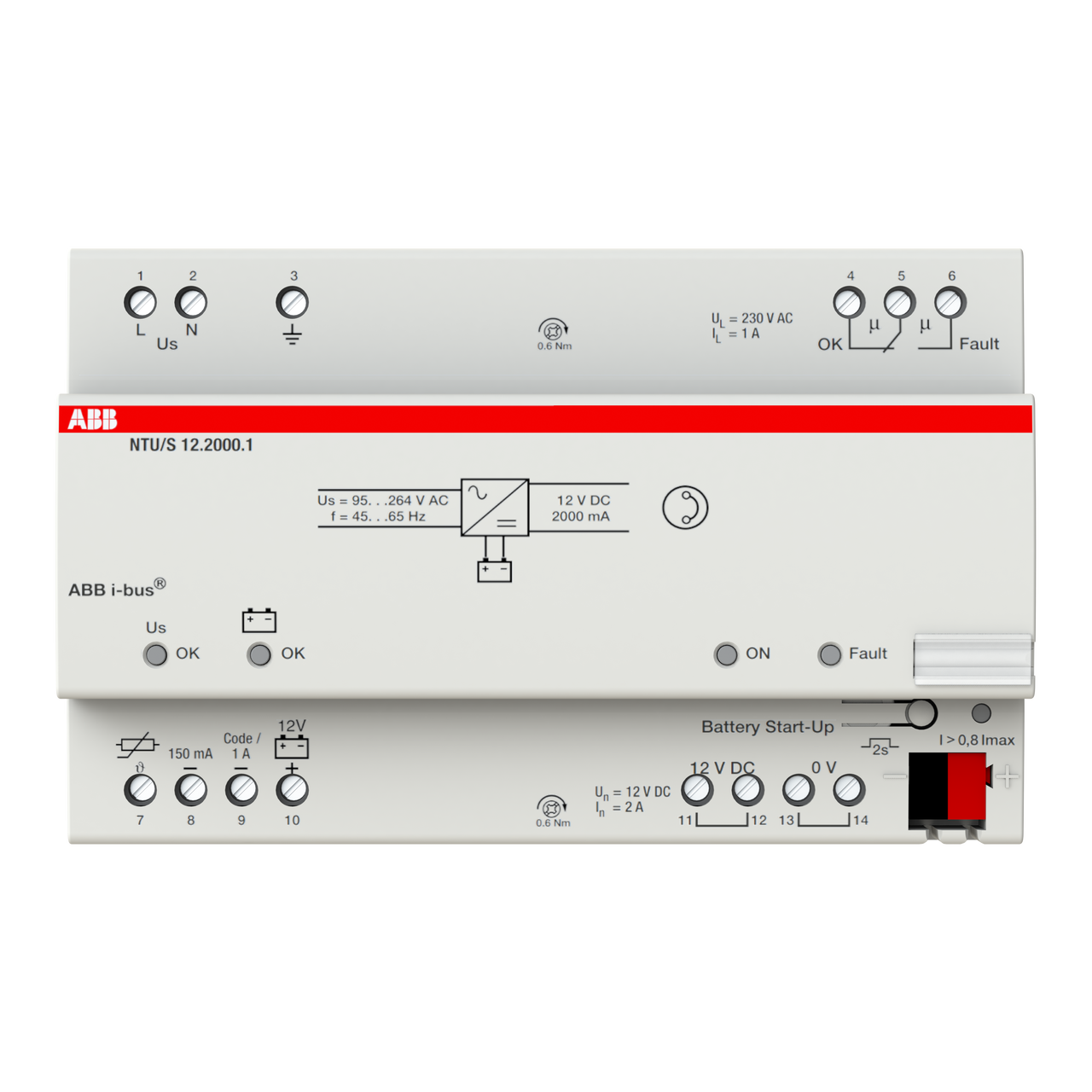 NTU/S12.2000.1 Alimentatore per sensori, 12 V c.c., 2 A, per batterie di back-up