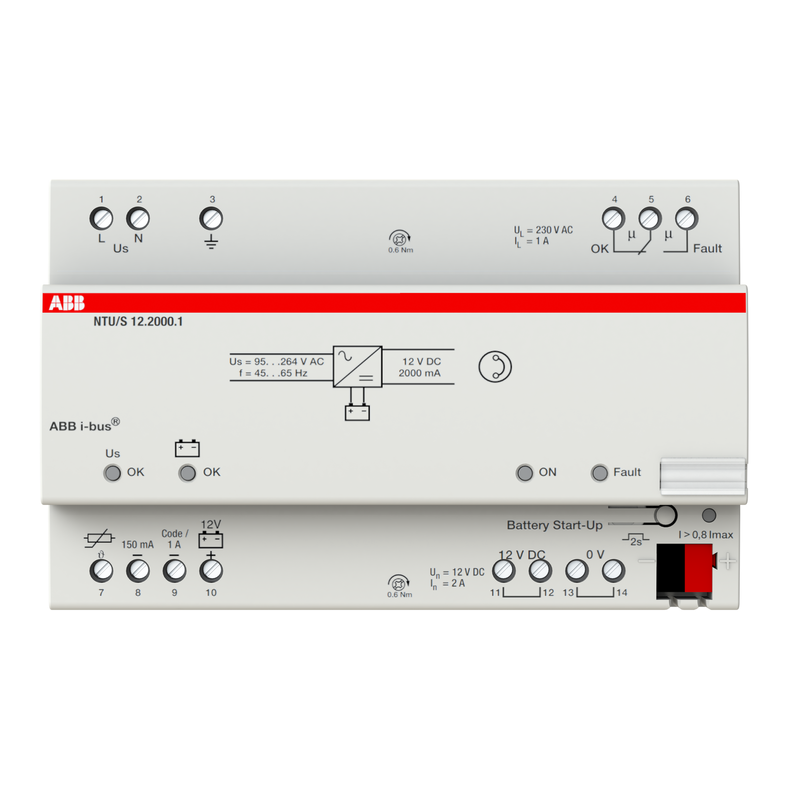 NTU/S12.2000.1 Alimentatore per sensori, 12 V c.c., 2 A, per batterie di back-up