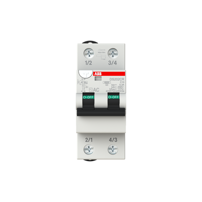 Residual Current Circuit Breaker with Overcurrent Protection DS202CR - 2P - 300 mA - 10 A - C - Type AC