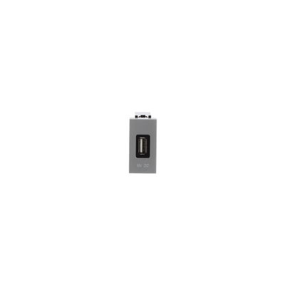 USB charger 2.000mA, 1-gang Breakout cable with USB A Silver - Zenit