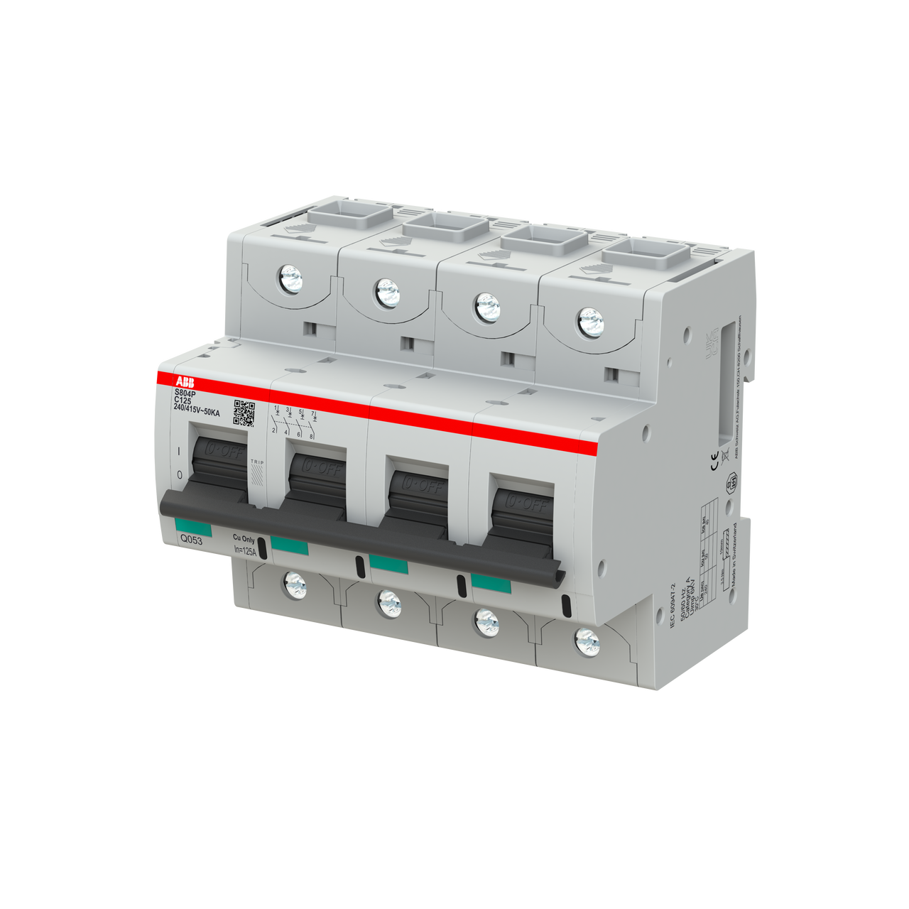 S804P-C125 High Performance Circuit Breaker. C Characteristic. 50kA, 125A, 4P