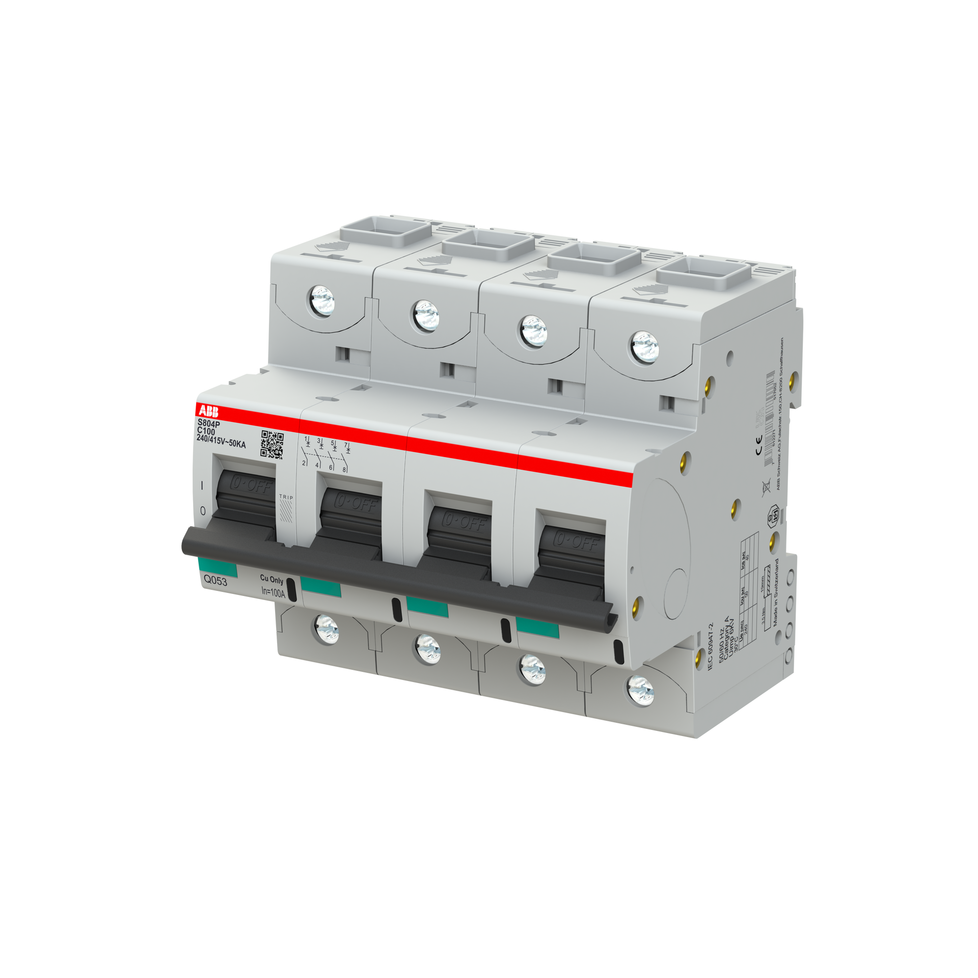 S804P-C100 High Performance Circuit Breaker. C Characteristic. 50kA, 100A, 4P – Immagine 3 di 3
