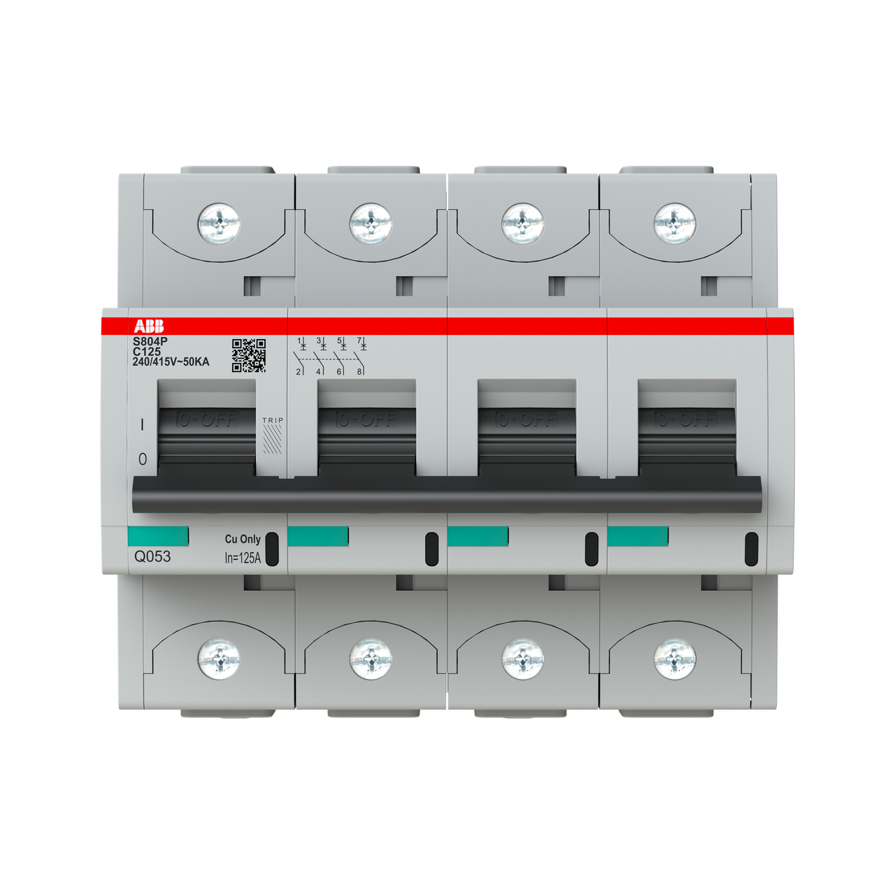 S804P-C125 High Performance Circuit Breaker. C Characteristic. 50kA, 125A, 4P – Immagine 2 di 3