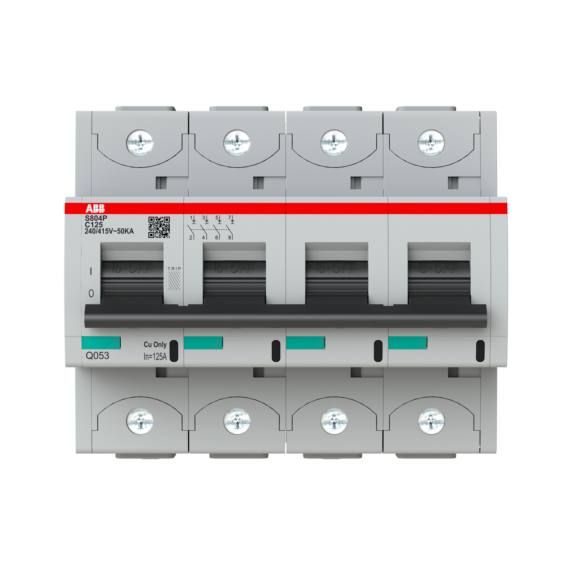 S804P-C125 High Performance Circuit Breaker. C Characteristic. 50kA, 125A, 4P – Immagine 2 di 3