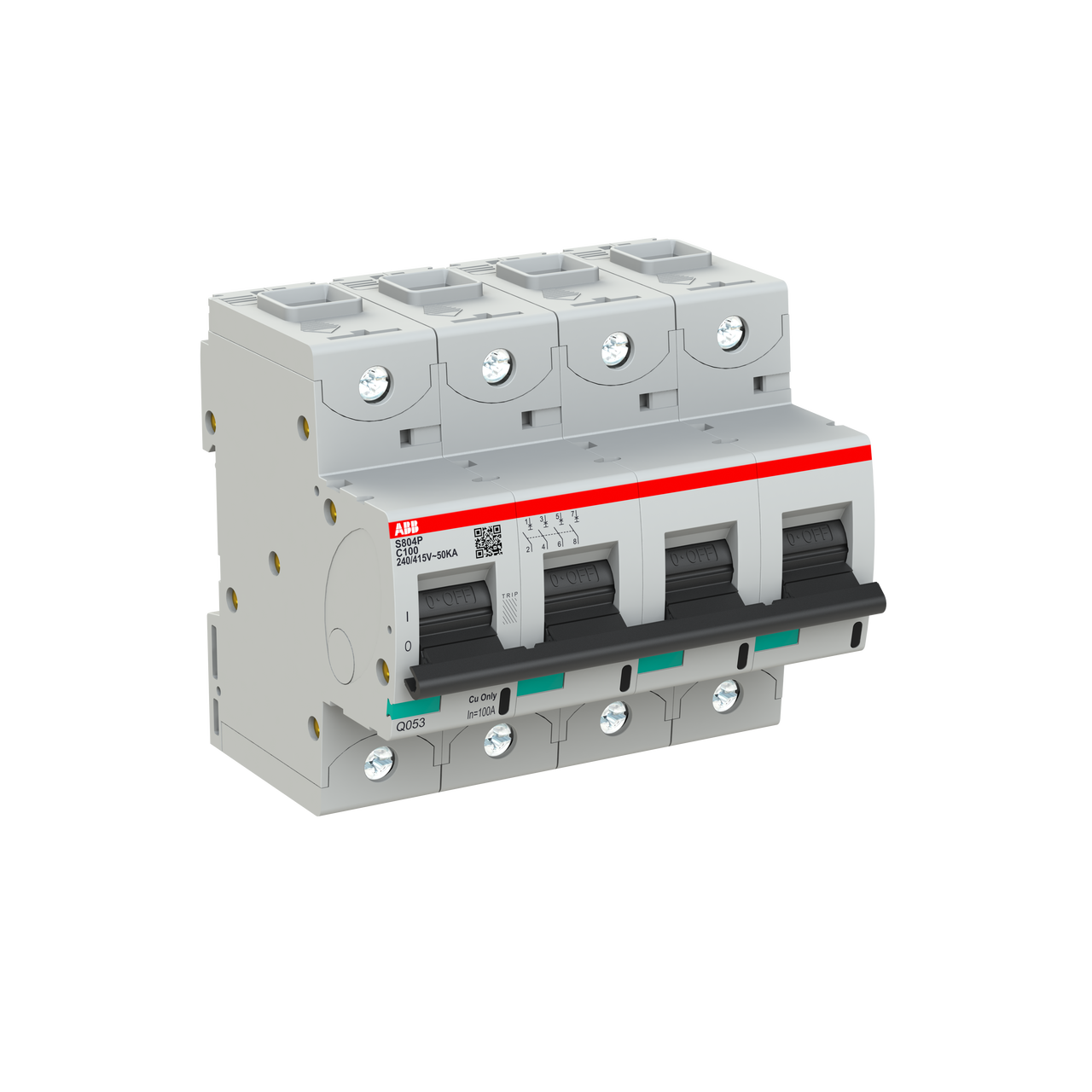 S804P-C100 High Performance Circuit Breaker. C Characteristic. 50kA, 100A, 4P – Immagine 2 di 3