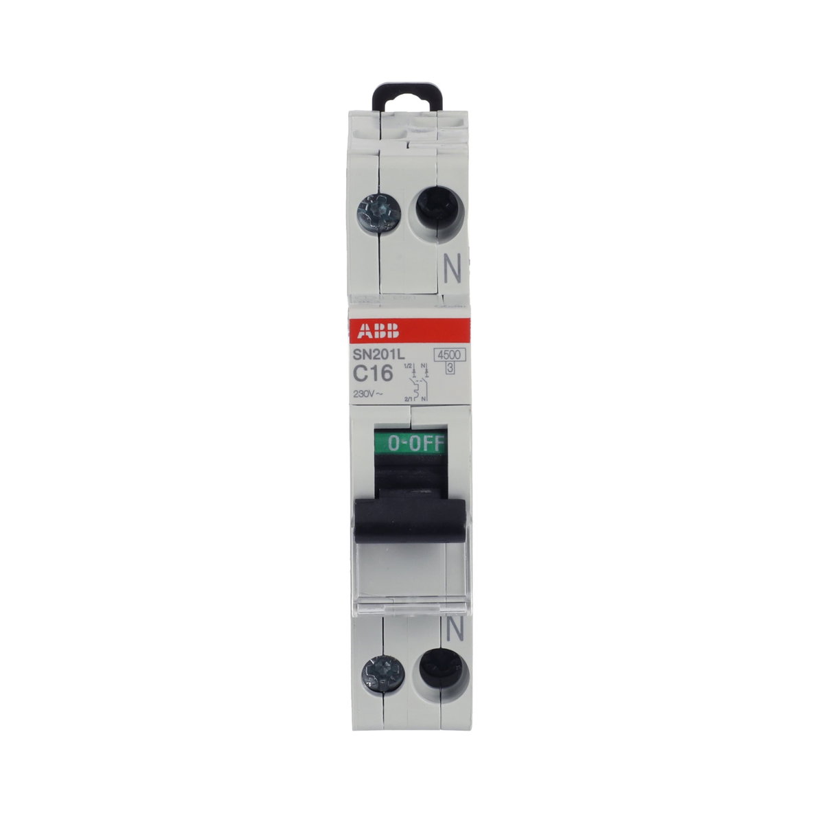 SN201 L - C16 - 4,5 kA Curva C 16 A - SN201L - 1P+N - 16 A - C - (230 V) 4.5 kA – Immagine 2 di 4