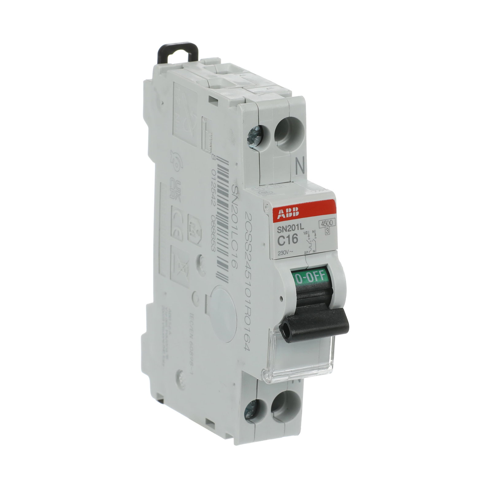 SN201 L - C16 - 4,5 kA Curva C 16 A - SN201L - 1P+N - 16 A - C - (230 V) 4.5 kA – Immagine 3 di 4