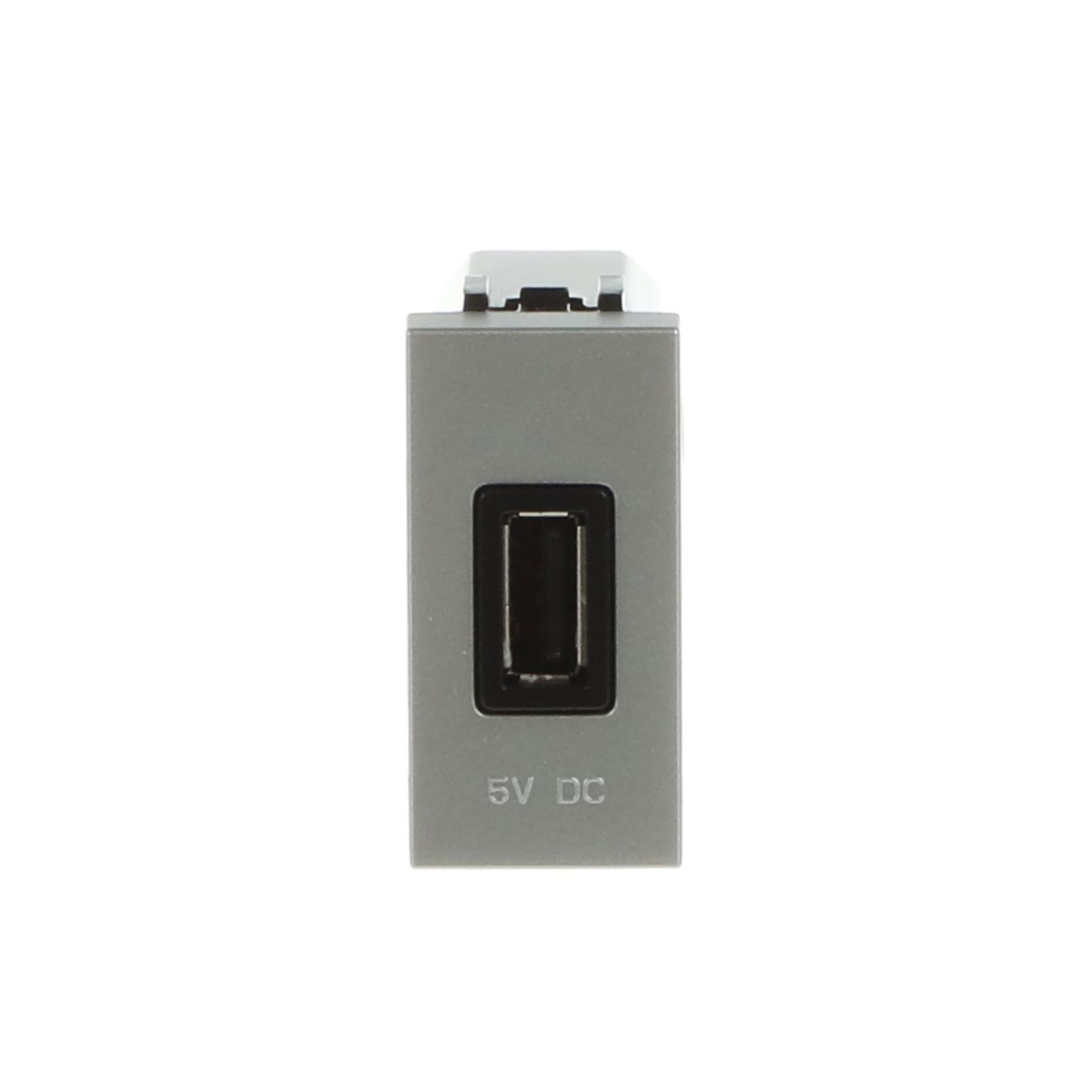 USB charger 750mA, 1-gang Breakout cable with USB A Silver - Zenit – Immagine 2 di 3