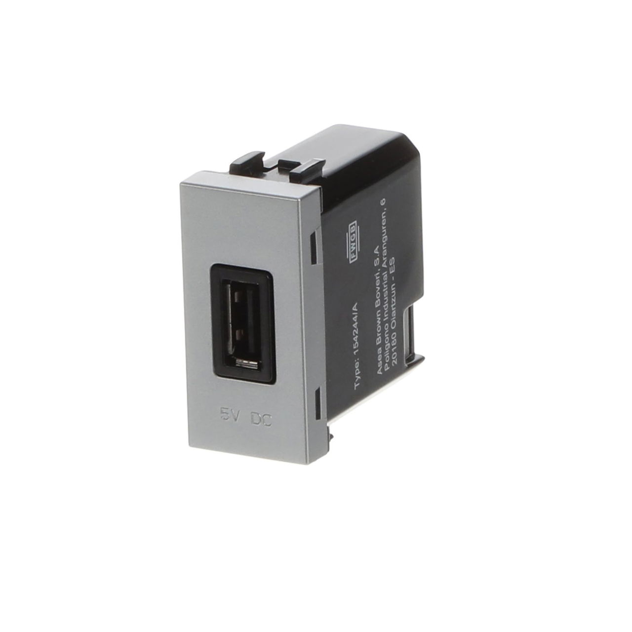 USB charger 750mA, 1-gang Breakout cable with USB A Silver - Zenit – Immagine 3 di 3