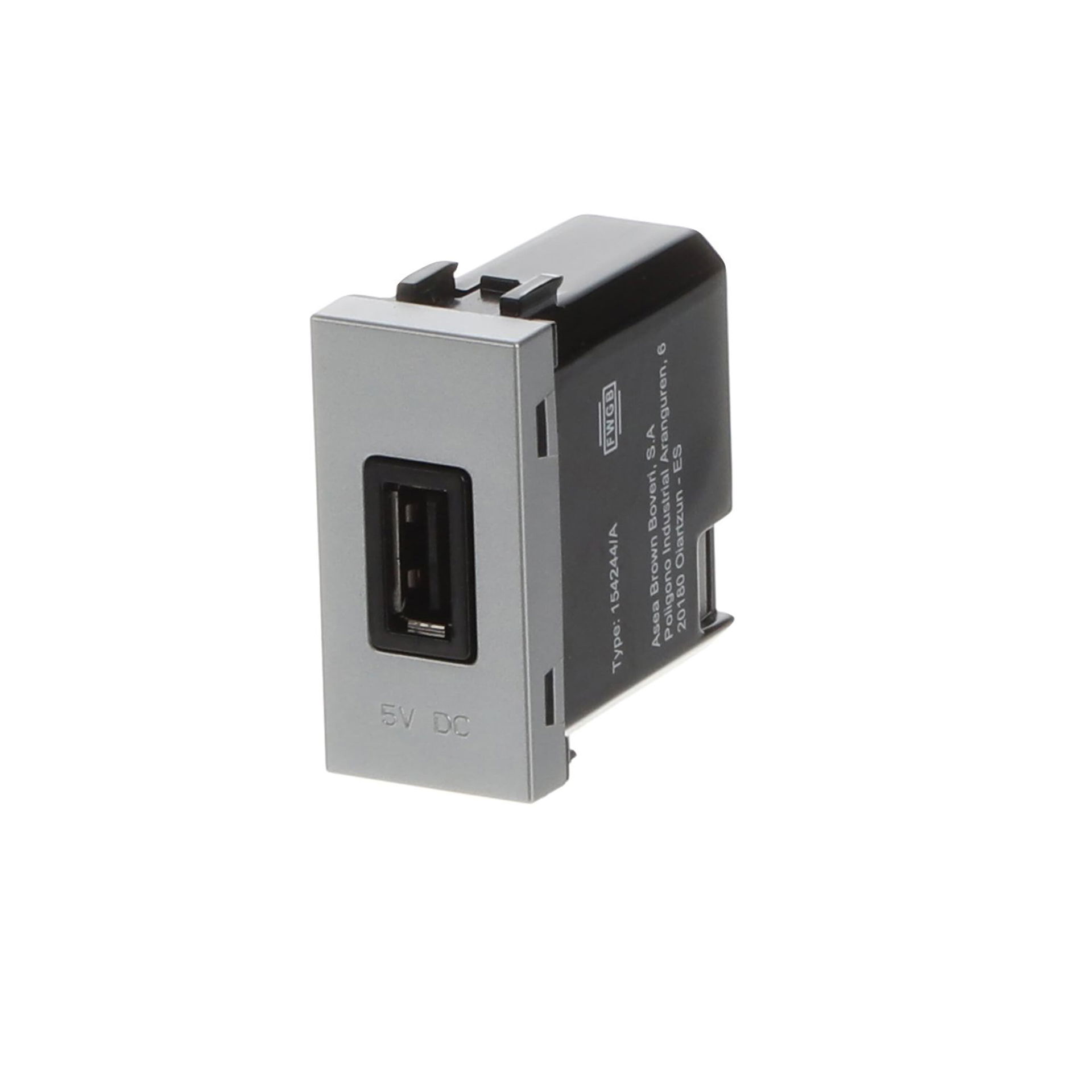 USB charger 750mA, 1-gang Breakout cable with USB A Silver - Zenit – Immagine 3 di 3