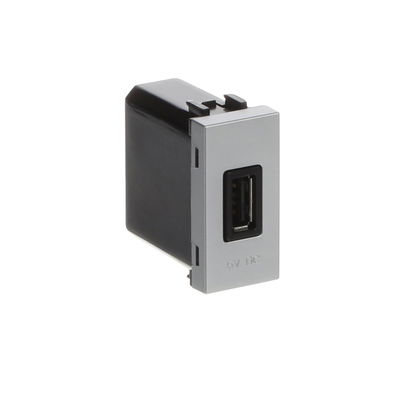 USB charger 750mA, 1-gang Breakout cable with USB A Silver - Zenit