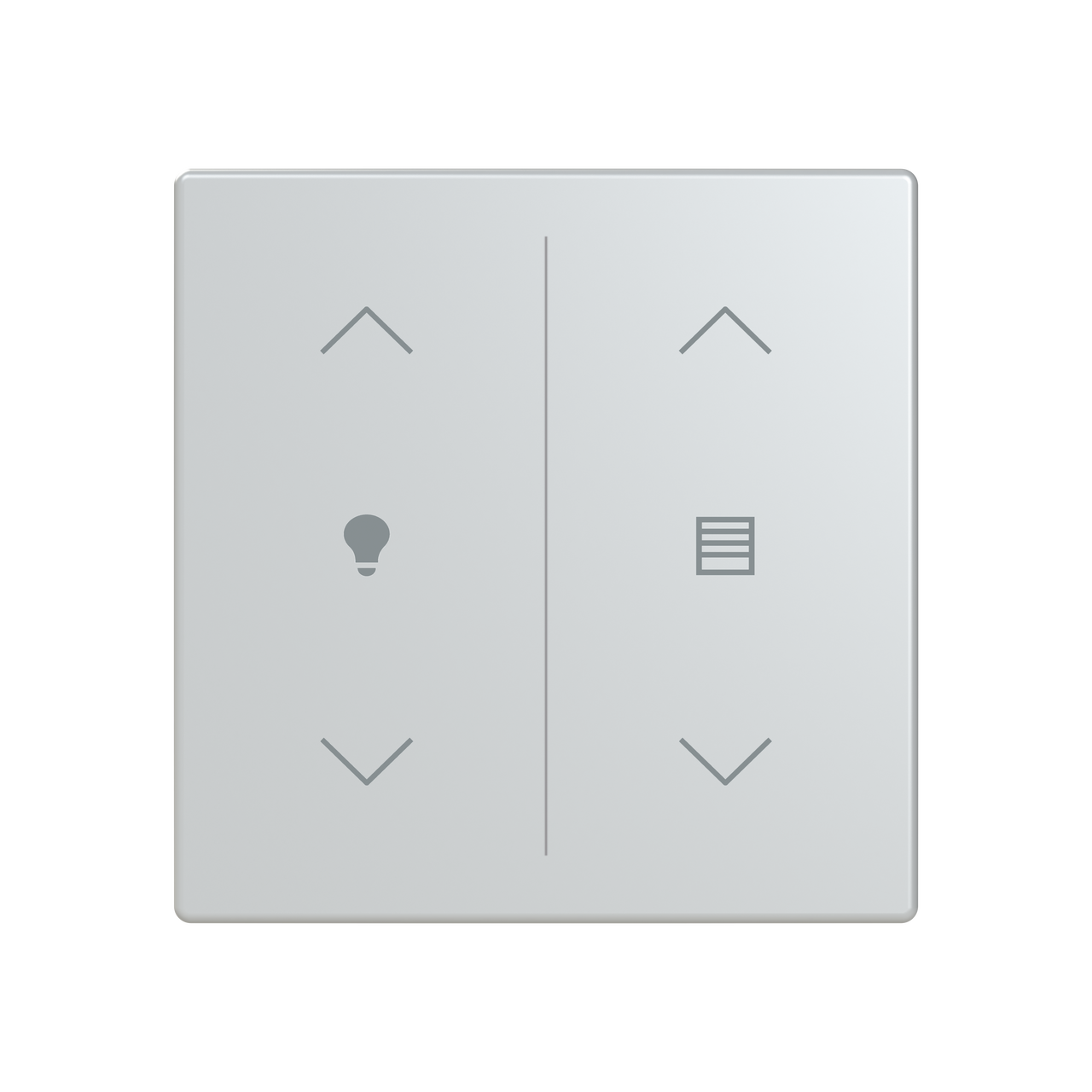 Cover plate Symbol "arrows/venetian blind" and "dimmer" aluminium silver - Platform 63 – Immagine 2 di 3